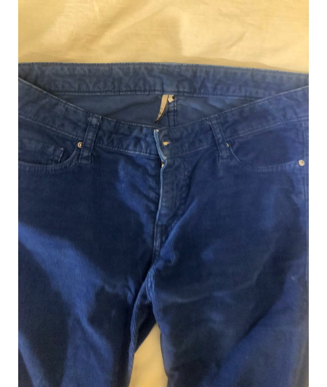 IRO Синие хлопко-эластановые брюки узкие, фото 3
