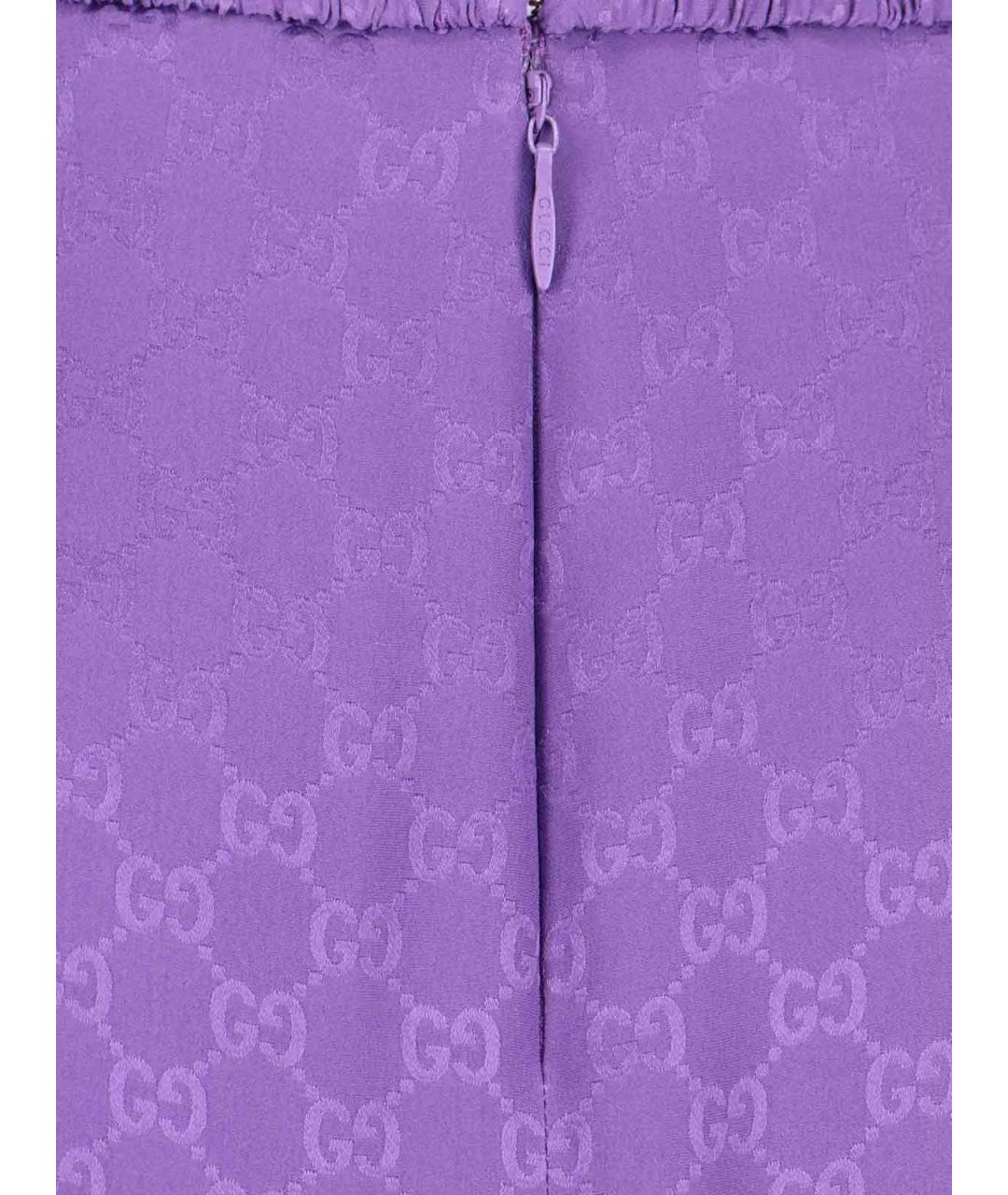 GUCCI Фиолетовая шелковая юбка миди, фото 4