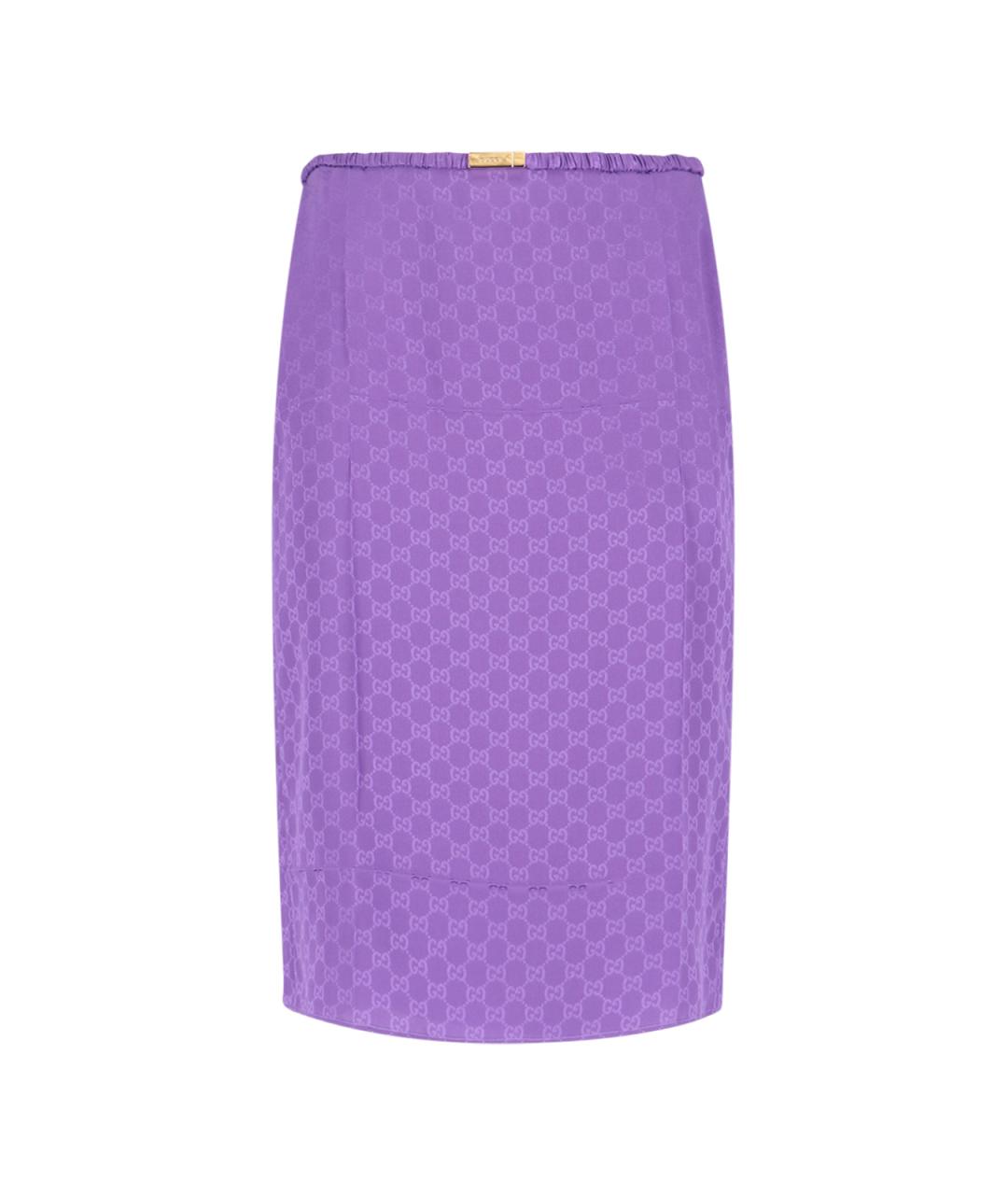 GUCCI Фиолетовая шелковая юбка миди, фото 1