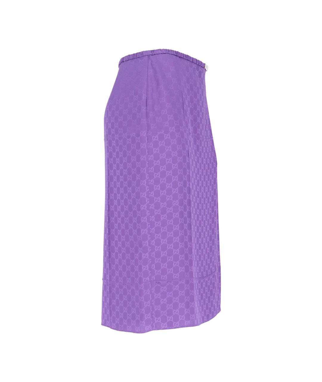 GUCCI Фиолетовая шелковая юбка миди, фото 3