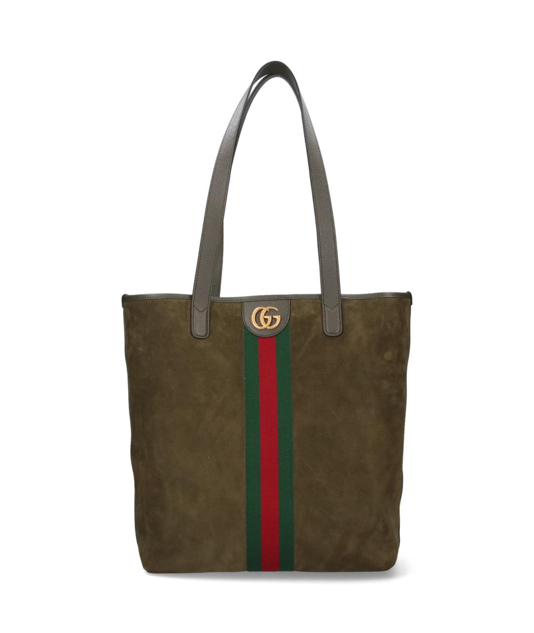 GUCCI Зеленая кожаная сумка тоут, фото 1