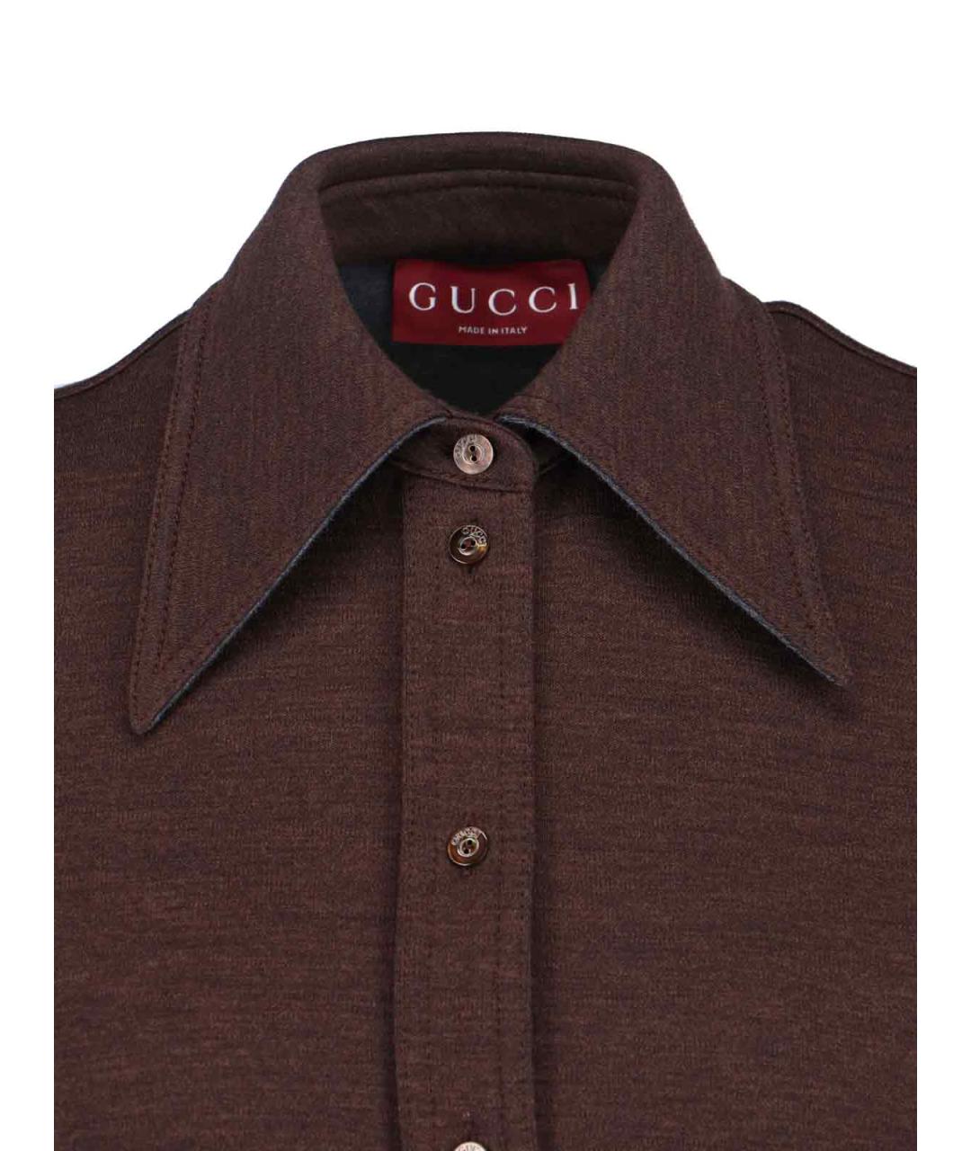 GUCCI Коричневая хлопковая рубашка, фото 3