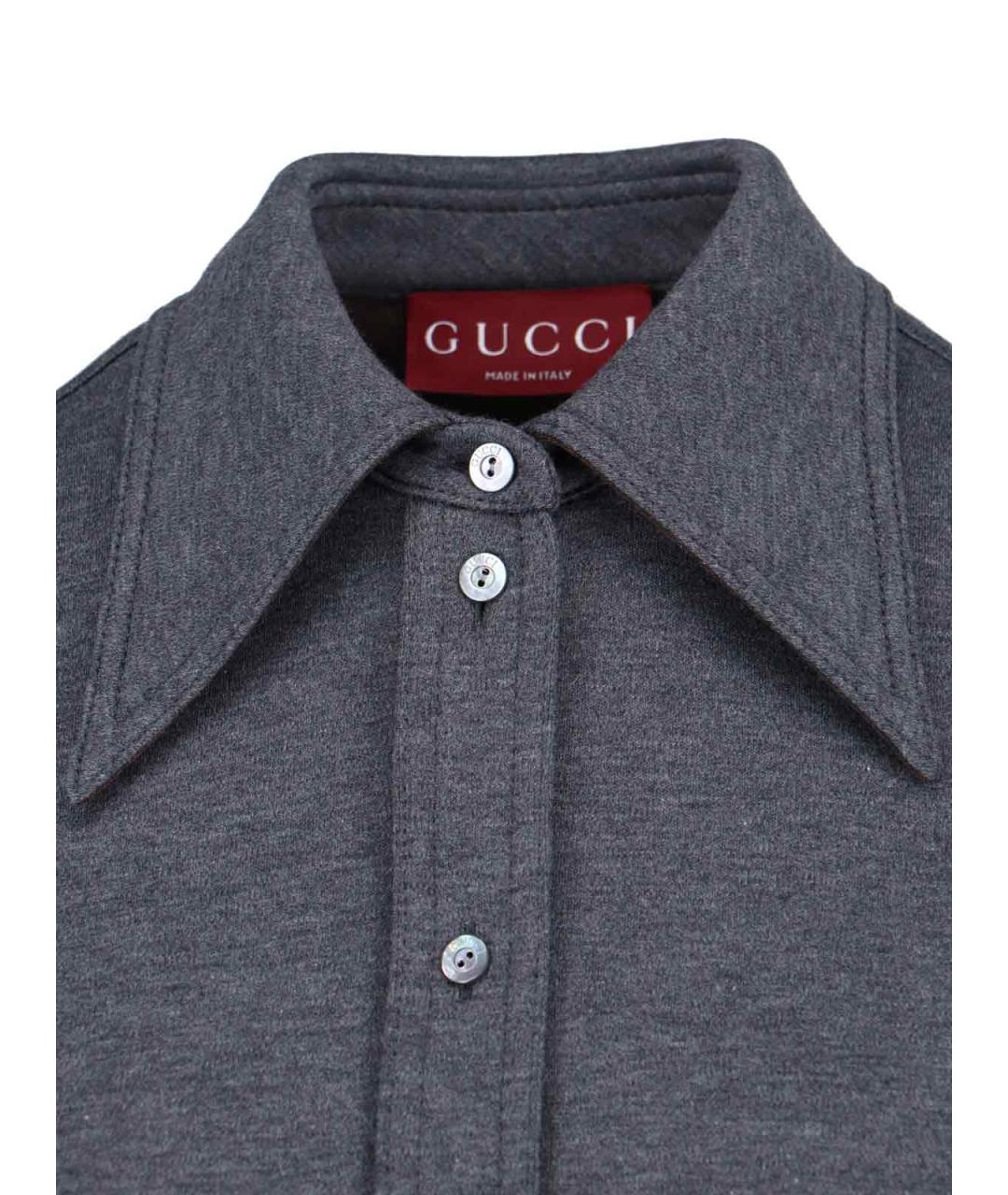 GUCCI Серая хлопковая рубашка, фото 3