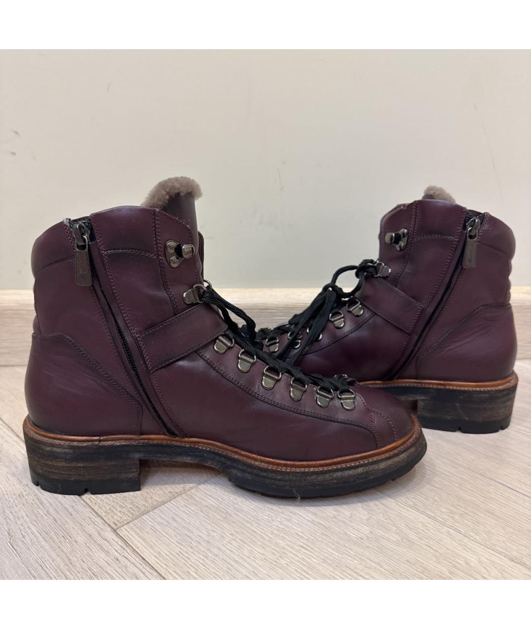 SANTONI Фиолетовые кожаные ботинки, фото 6