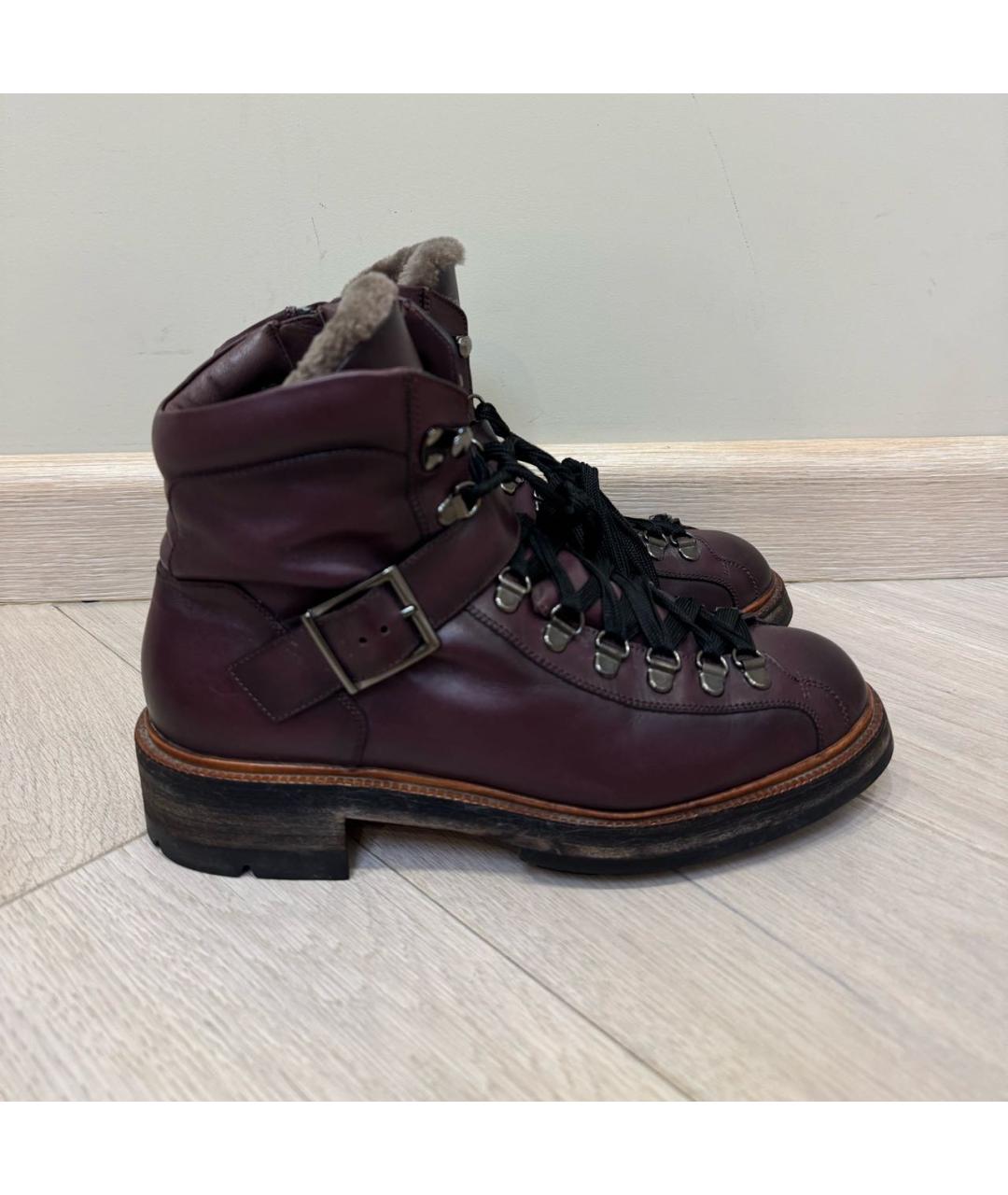 SANTONI Фиолетовые кожаные ботинки, фото 7