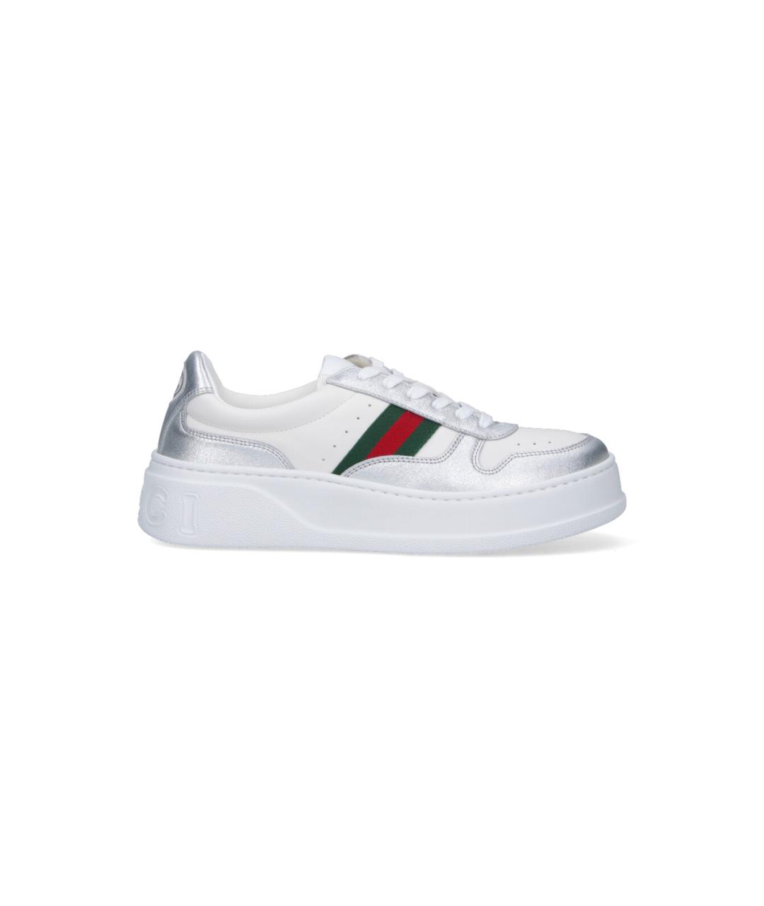 GUCCI Белые кожаные кроссовки, фото 1