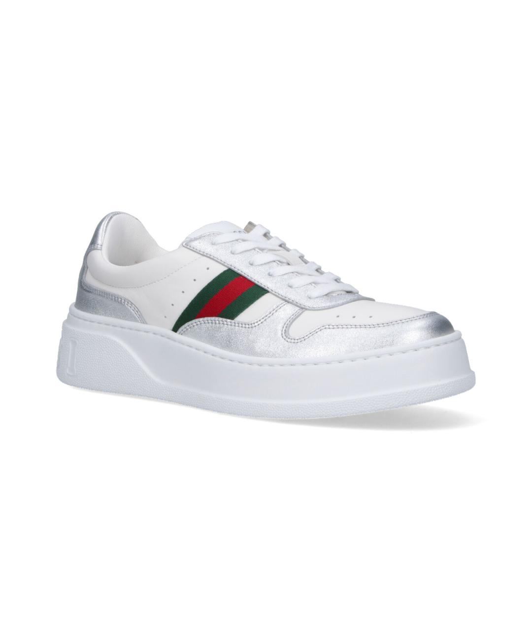GUCCI Белые кожаные кроссовки, фото 4