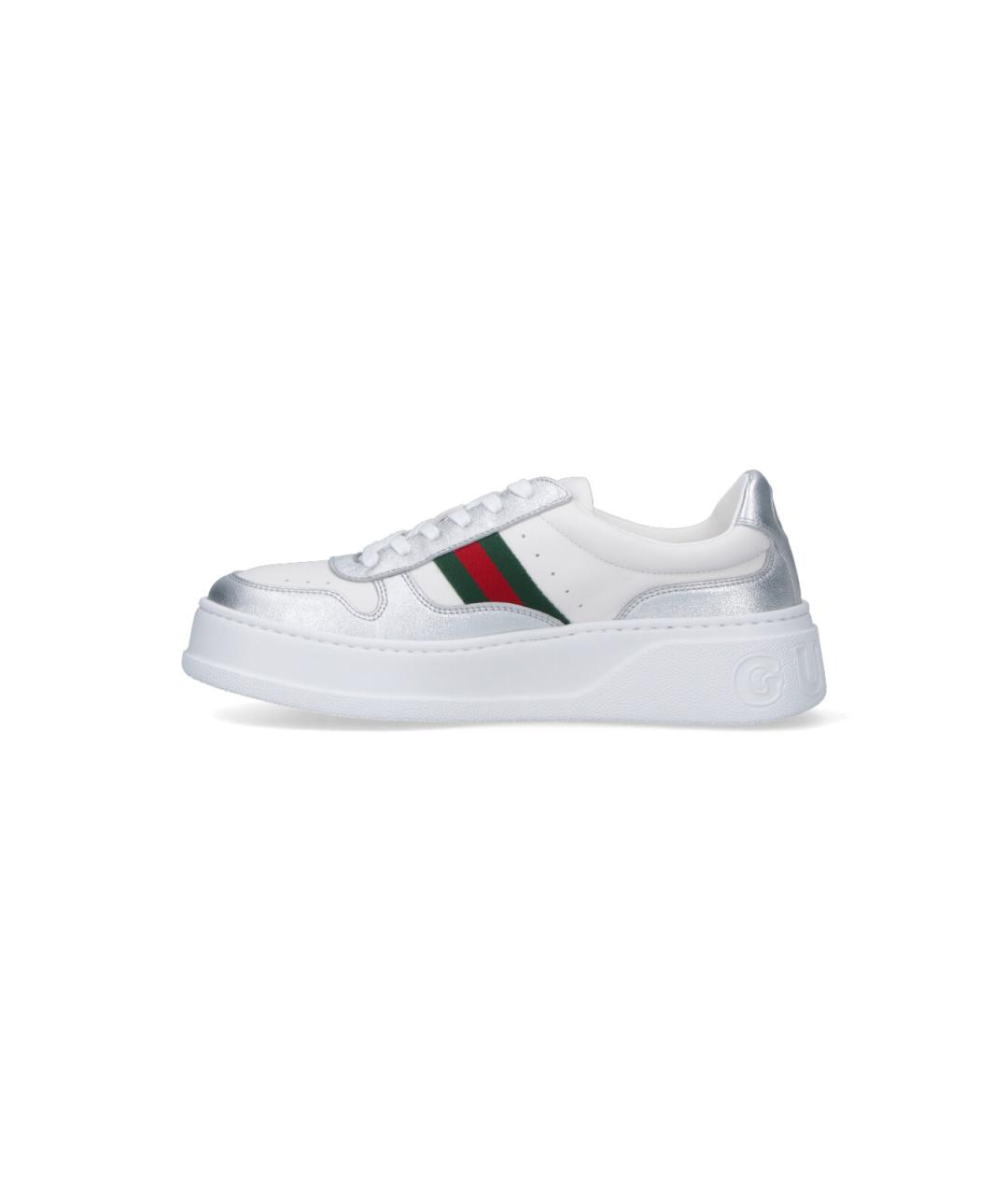 GUCCI Белые кожаные кроссовки, фото 3