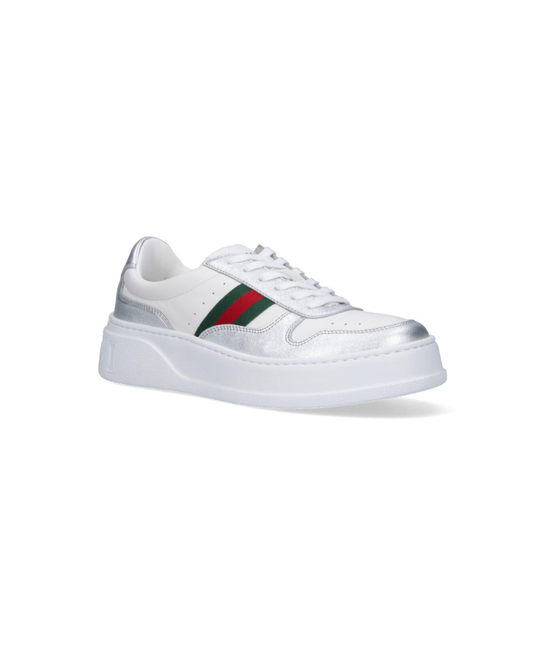 GUCCI Белые кожаные кроссовки, фото 2