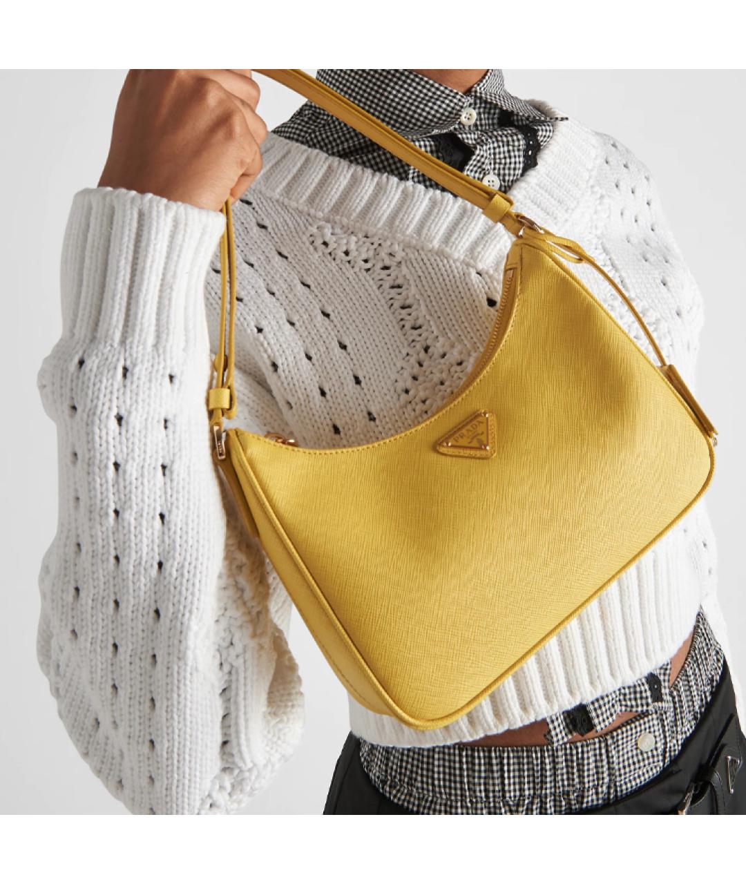 PRADA Желтая кожаная сумка через плечо, фото 6