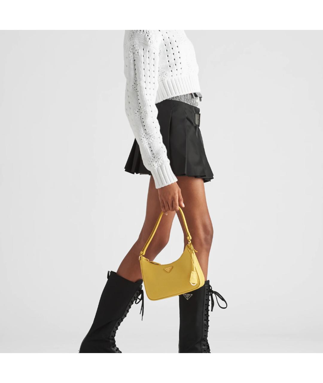 PRADA Желтая кожаная сумка через плечо, фото 4