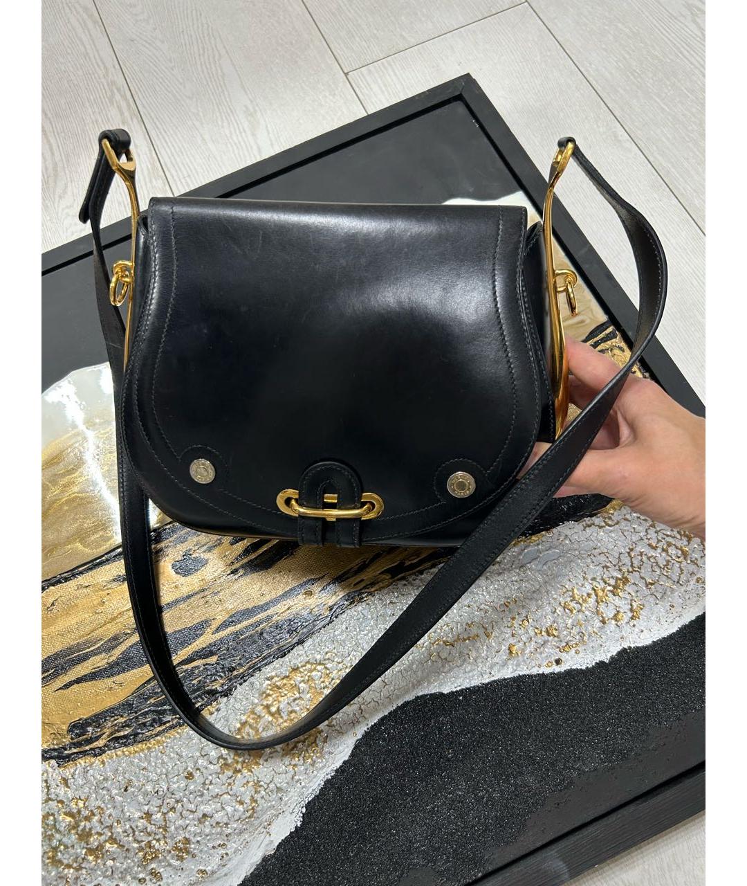 HERMES Черная кожаная сумка через плечо, фото 2