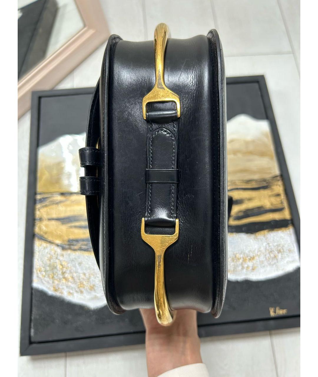 HERMES Черная кожаная сумка через плечо, фото 5
