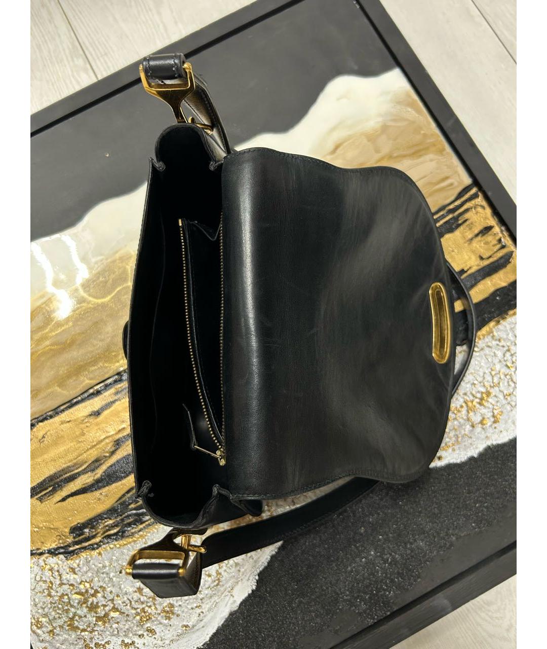 HERMES Черная кожаная сумка через плечо, фото 7