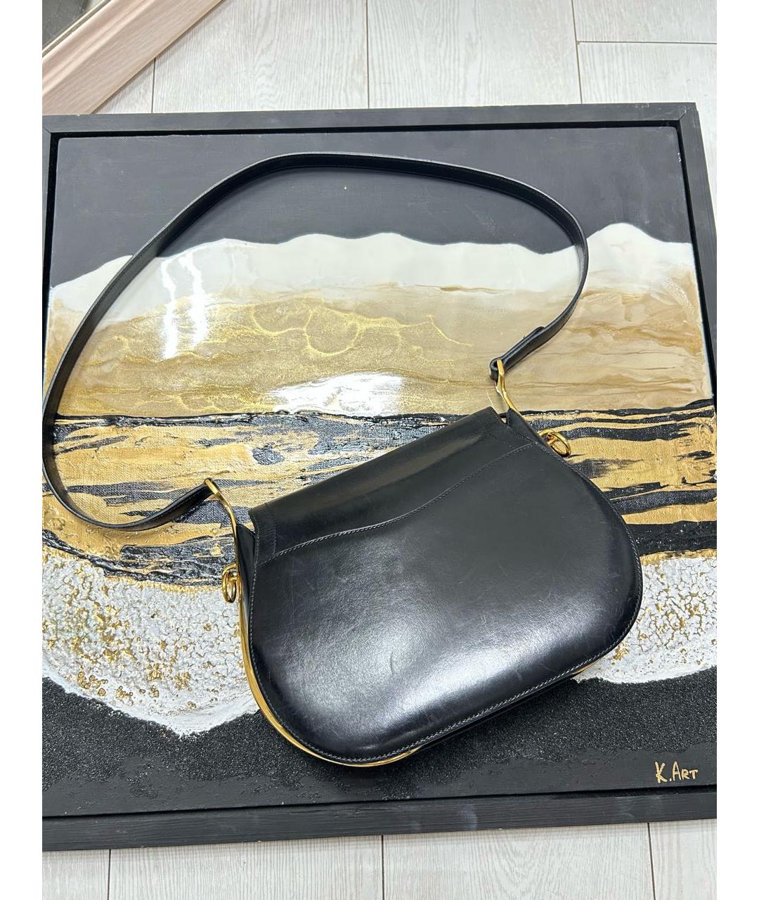 HERMES Черная кожаная сумка через плечо, фото 4