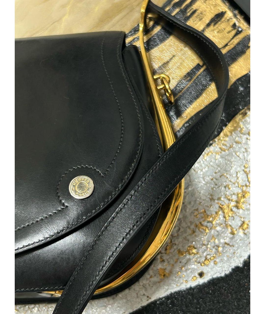 HERMES Черная кожаная сумка через плечо, фото 3