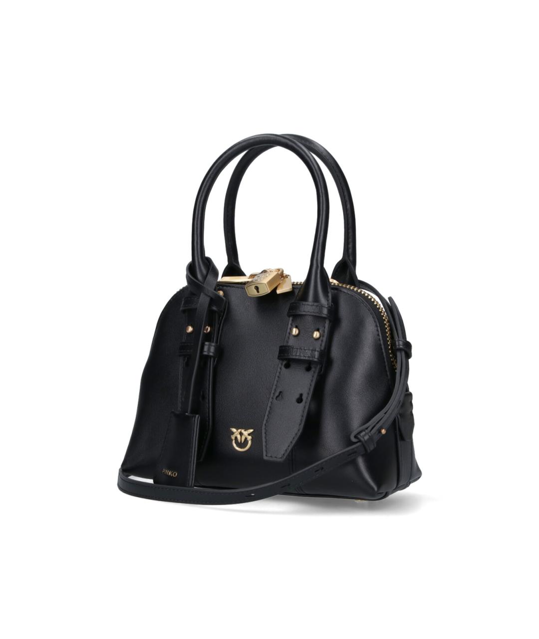 PINKO Черная кожаная сумка с короткими ручками, фото 2