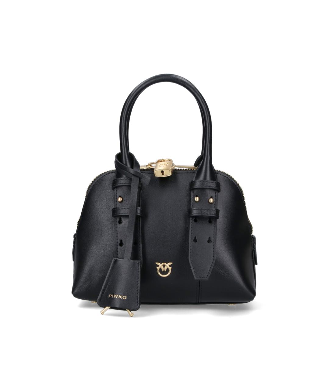 PINKO Черная кожаная сумка с короткими ручками, фото 1