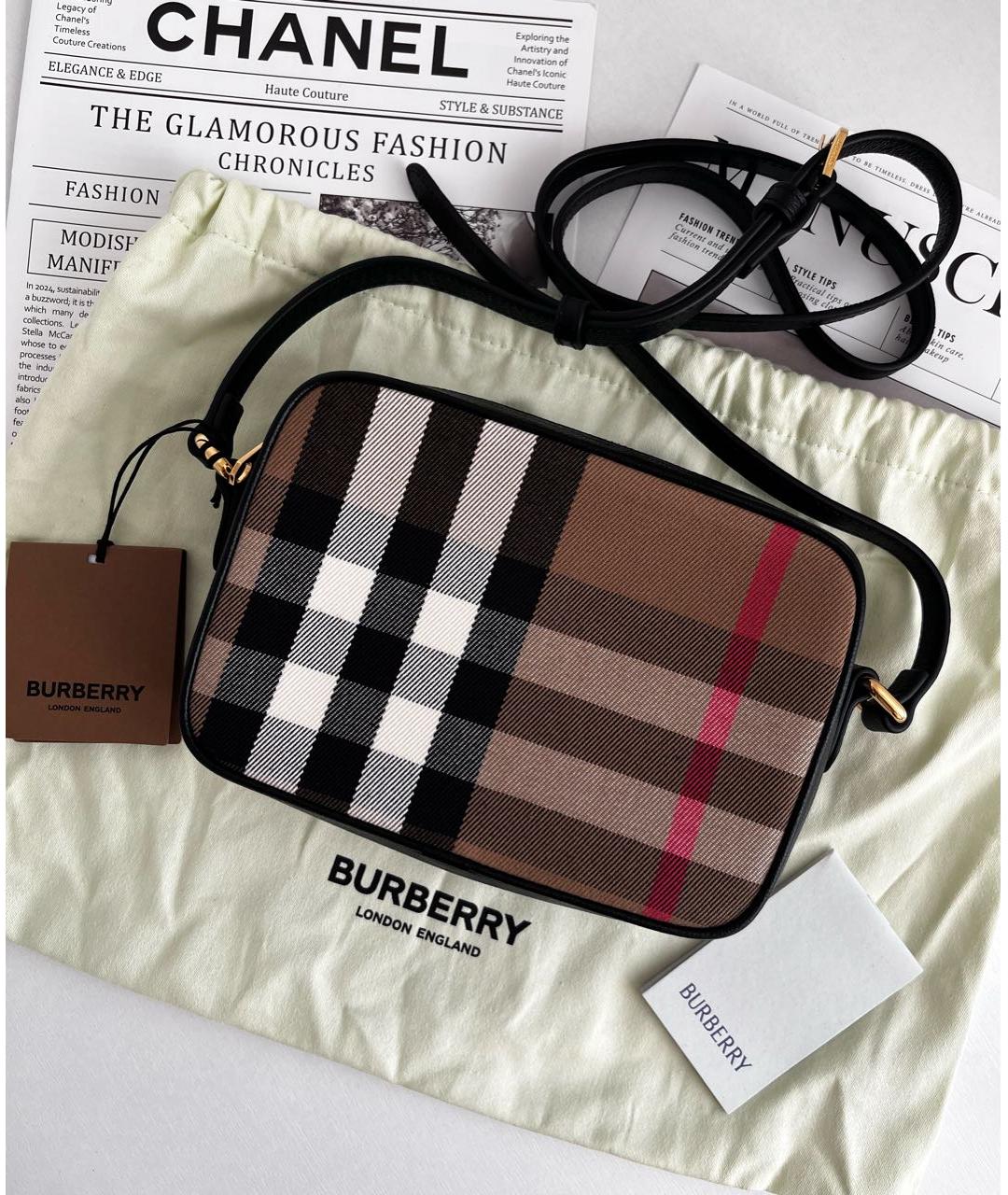 BURBERRY Черная кожаная сумка через плечо, фото 6