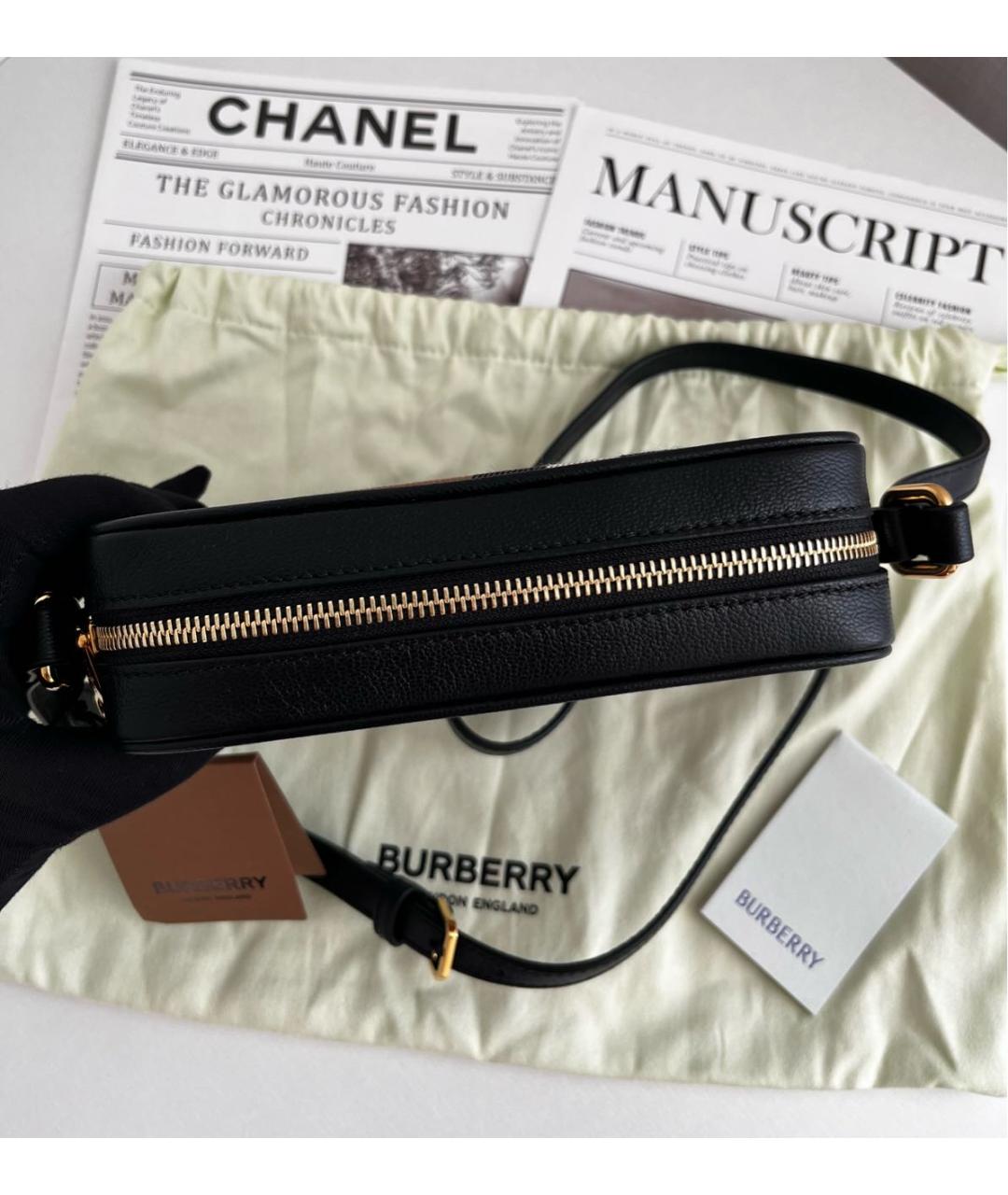 BURBERRY Черная кожаная сумка через плечо, фото 2