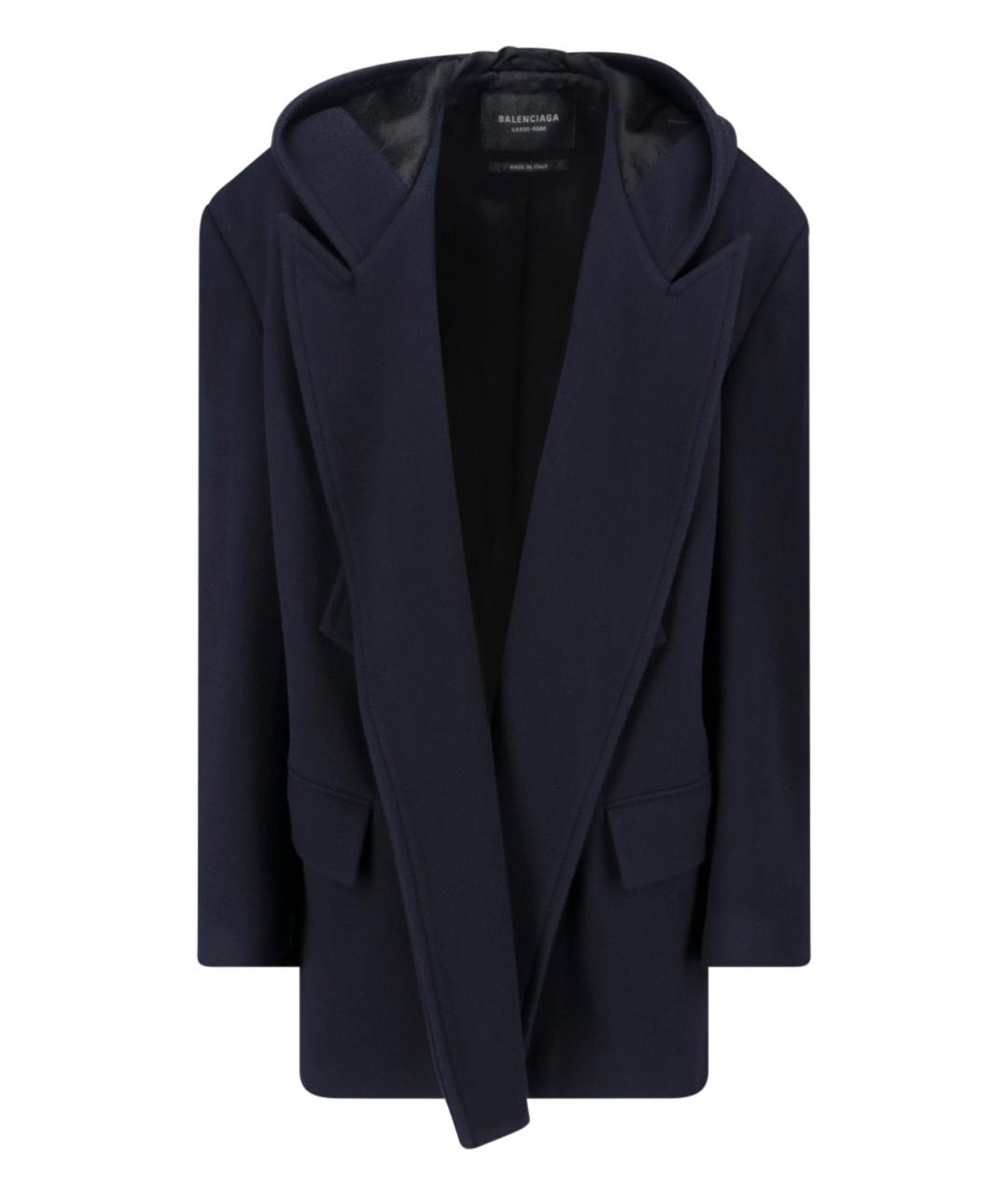 BALENCIAGA Темно-синее шерстяное пальто, фото 1