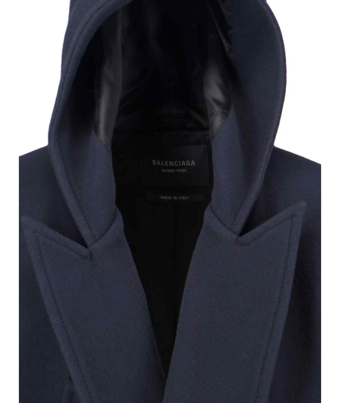 BALENCIAGA Темно-синее шерстяное пальто, фото 3