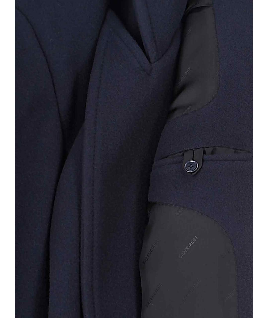 BALENCIAGA Темно-синее шерстяное пальто, фото 5