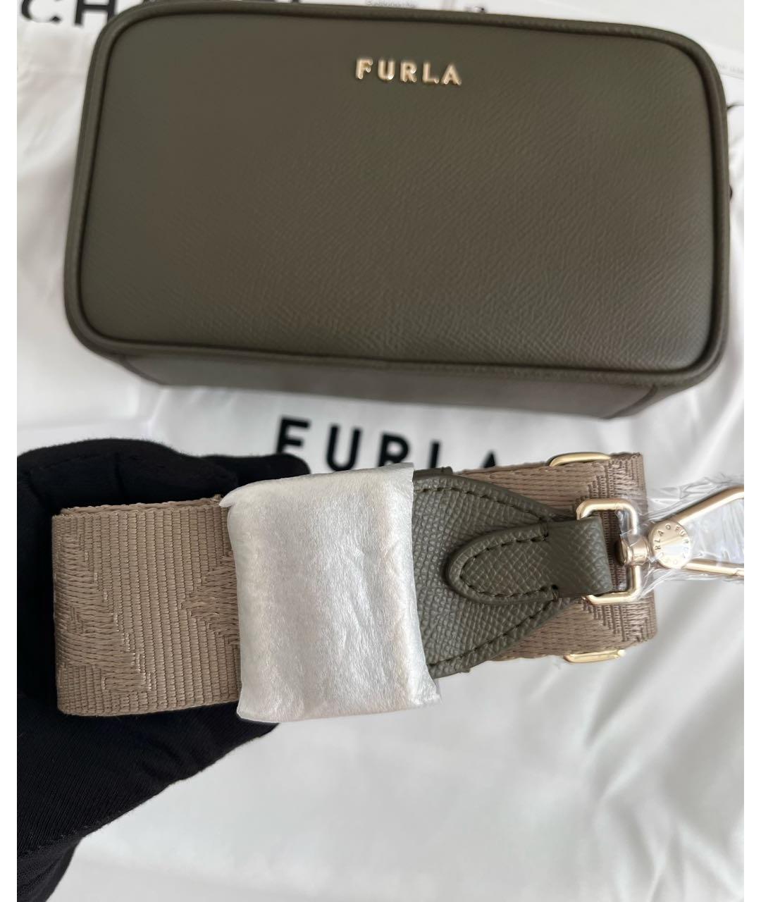 FURLA Хаки кожаная сумка через плечо, фото 6