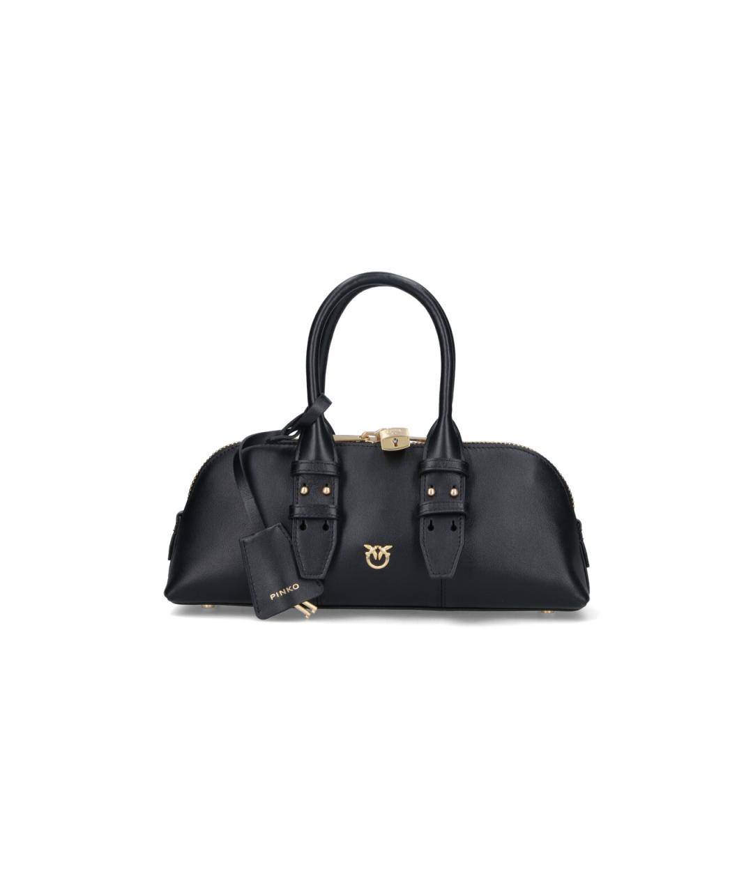 PINKO Черная кожаная сумка тоут, фото 1