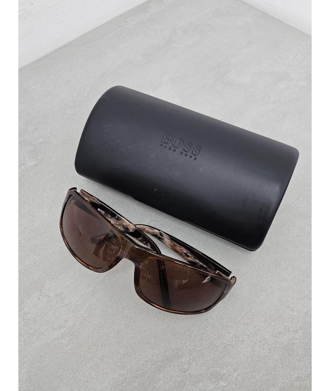 HUGO BOSS Коричневые пластиковые солнцезащитные очки, фото 6