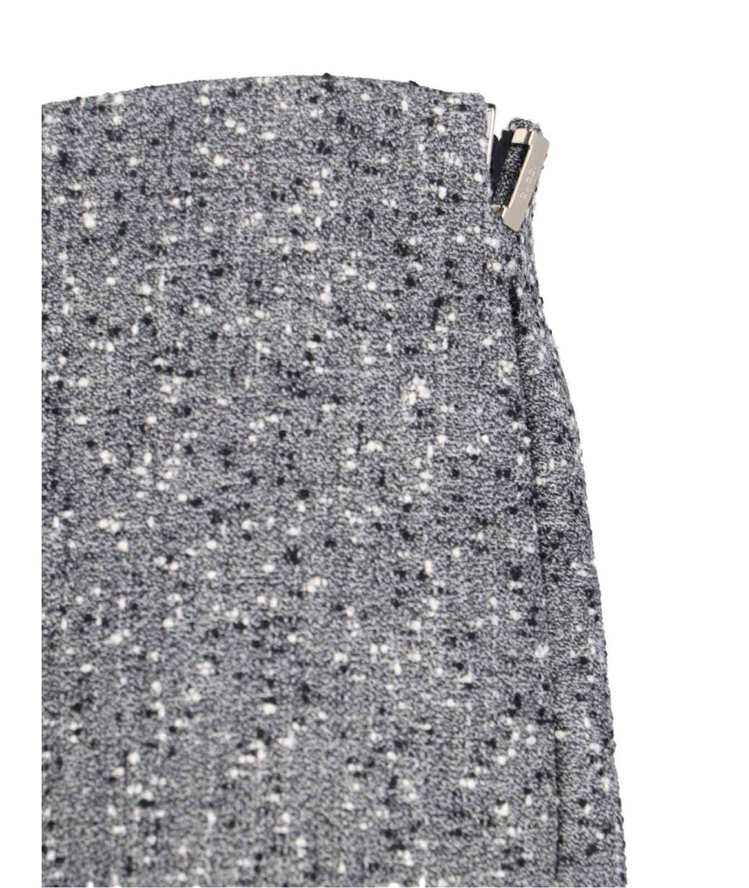 GUCCI Серая шерстяная юбка миди, фото 4
