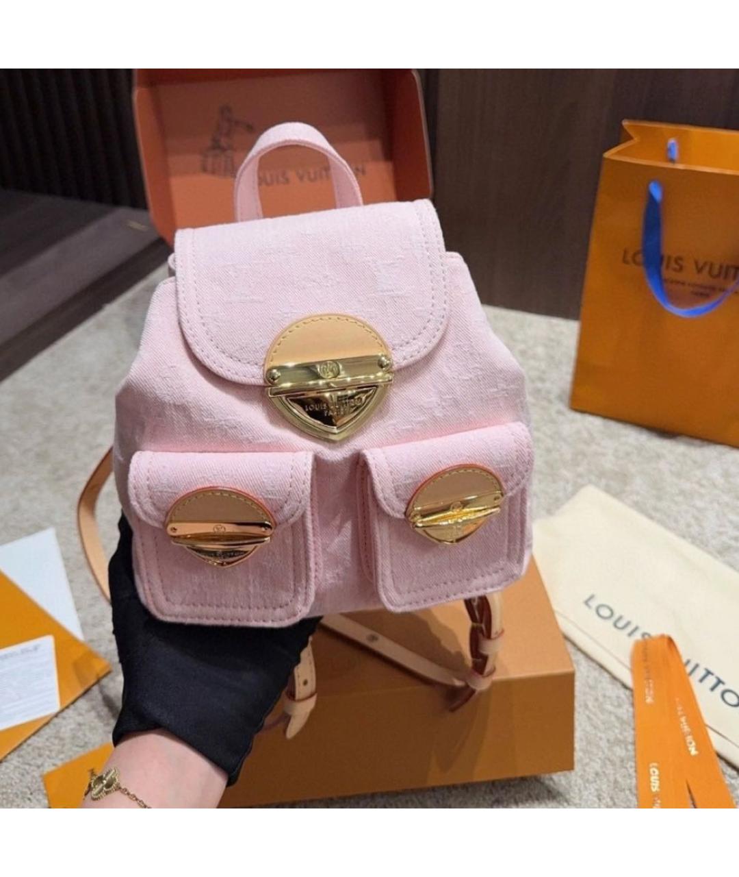 LOUIS VUITTON Розовый деним рюкзак, фото 6