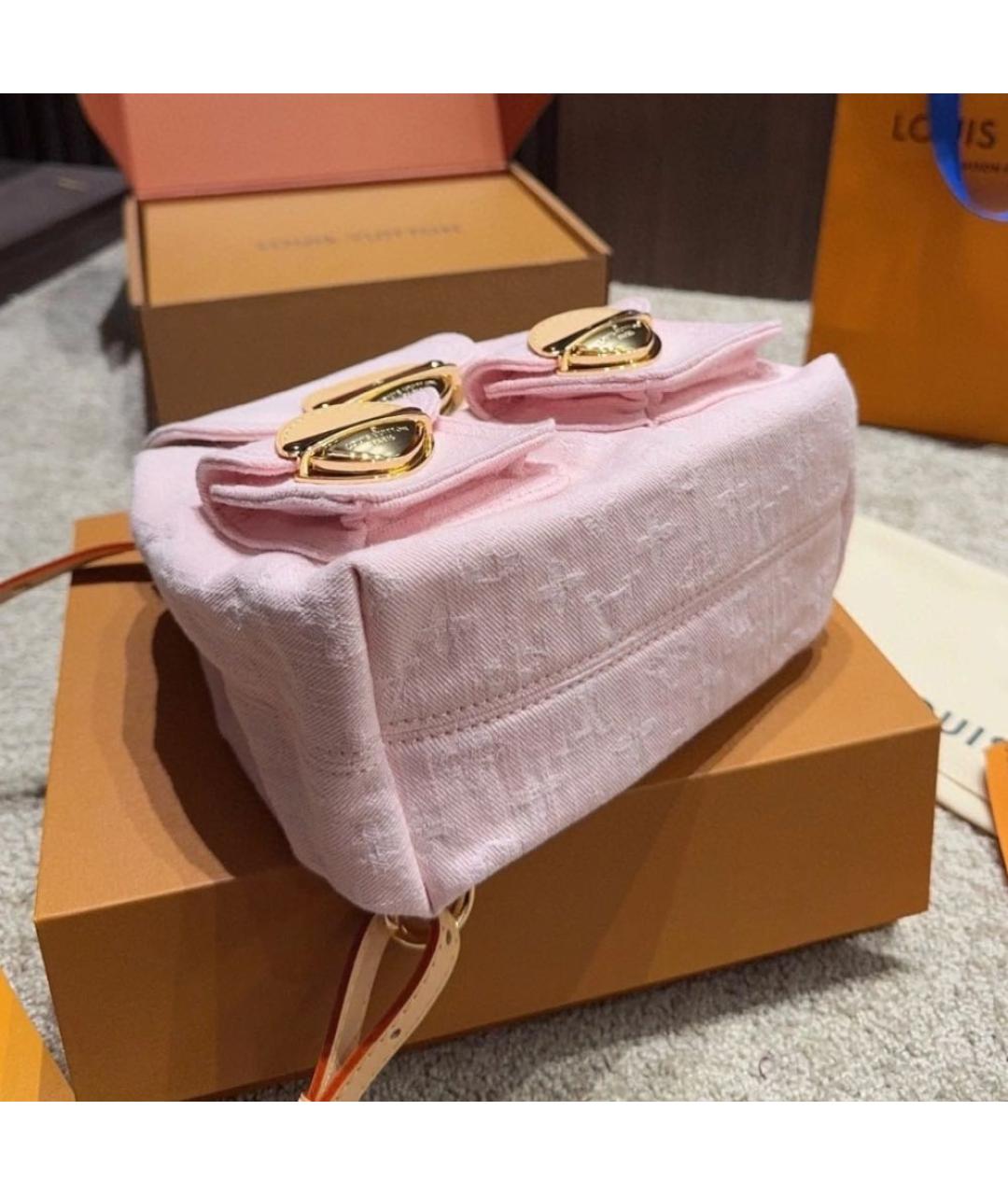 LOUIS VUITTON Розовый деним рюкзак, фото 4
