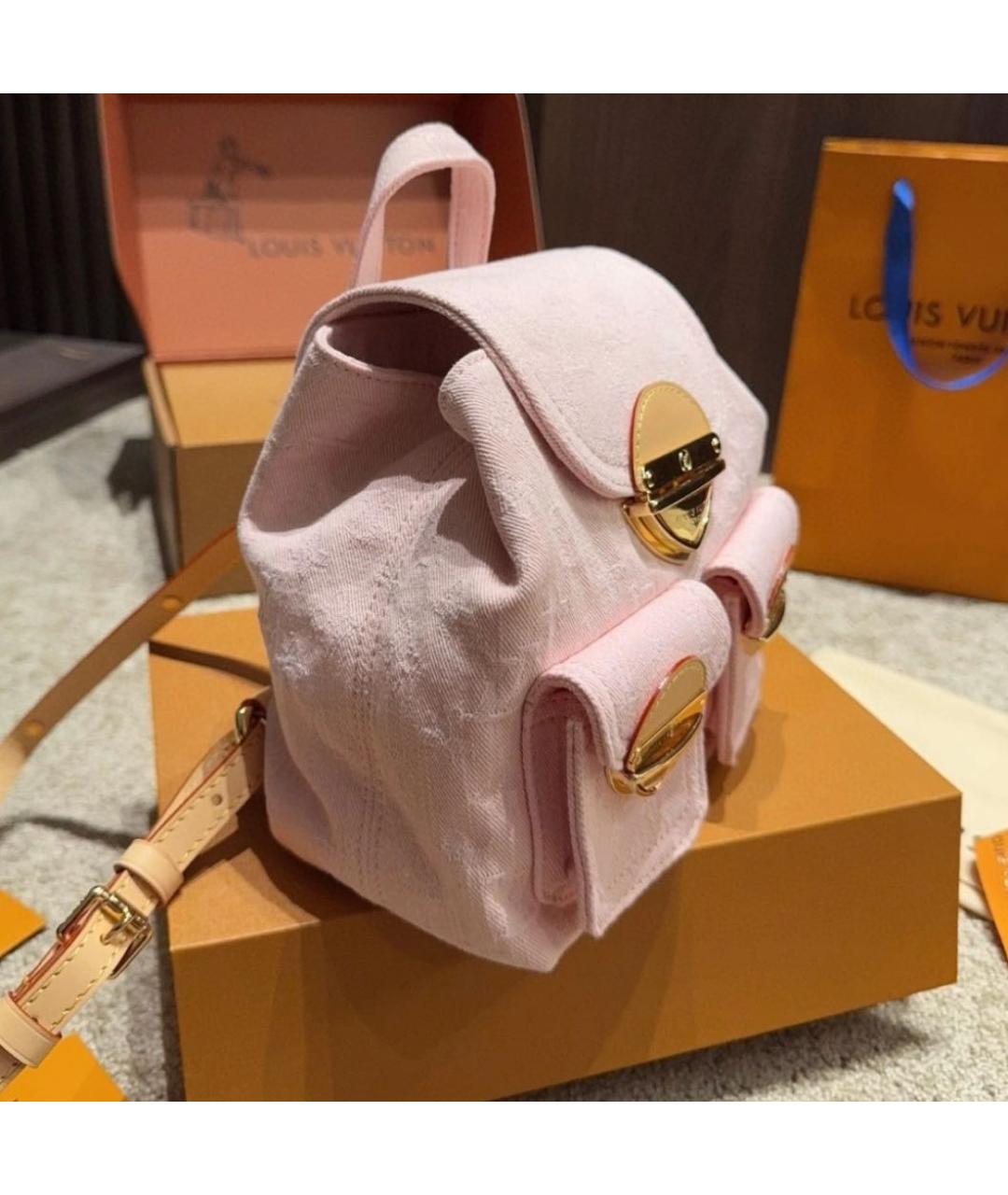 LOUIS VUITTON Розовый деним рюкзак, фото 3