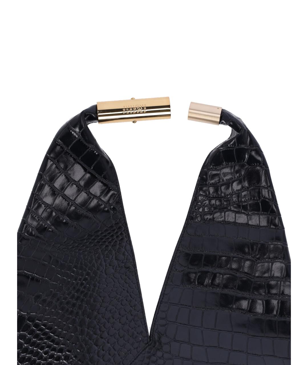 MM6 MAISON MARGIELA Черная кожаная сумка тоут, фото 4