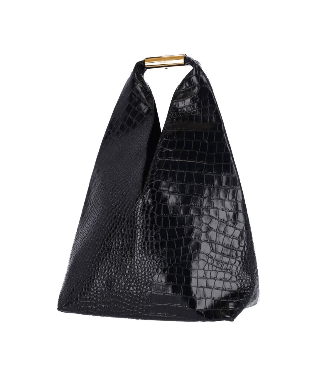 MM6 MAISON MARGIELA Черная кожаная сумка тоут, фото 2