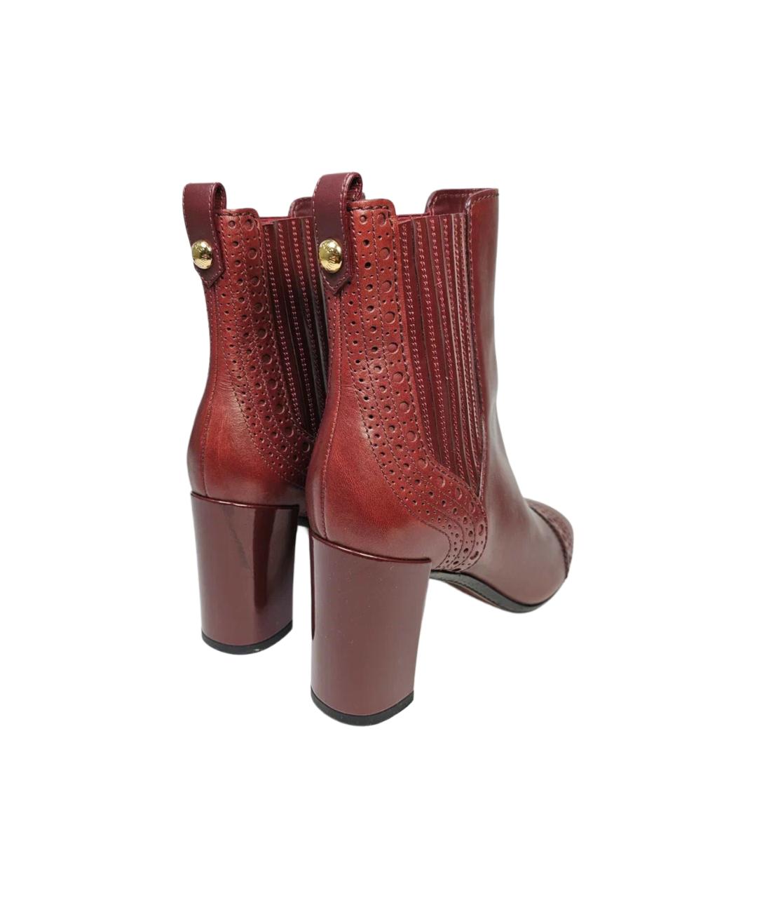 LOUIS VUITTON Бордовые кожаные ботильоны, фото 5