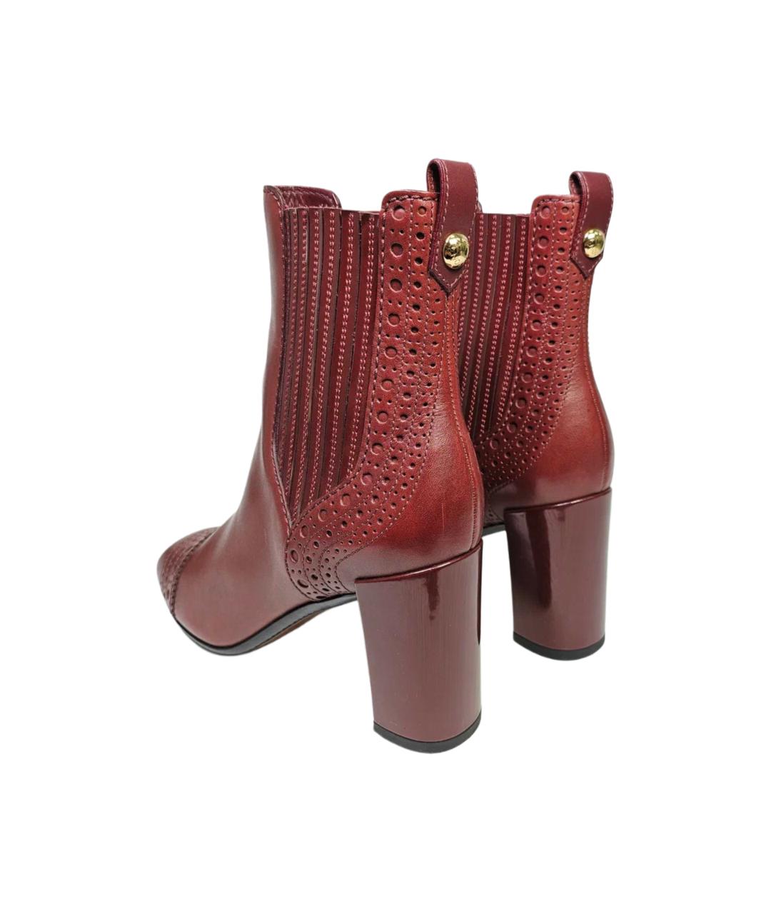 LOUIS VUITTON Бордовые кожаные ботильоны, фото 4