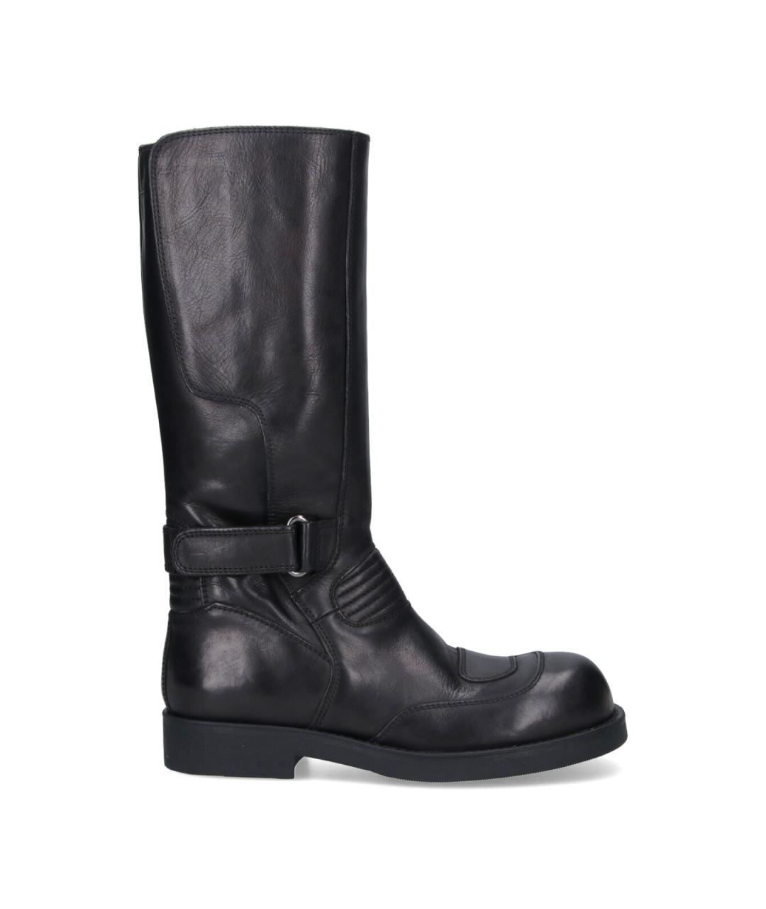MM6 MAISON MARGIELA Черные кожаные высокие ботинки, фото 1