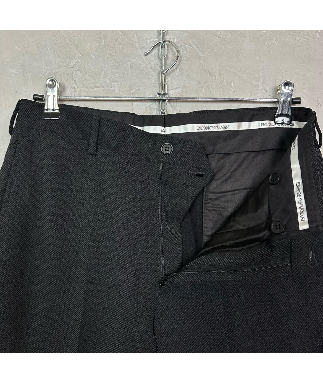 EMPORIO ARMANI Черные хлопковые классические брюки, фото 4