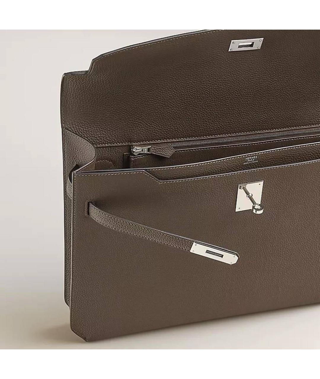 HERMES Серый кожаный портфель, фото 4