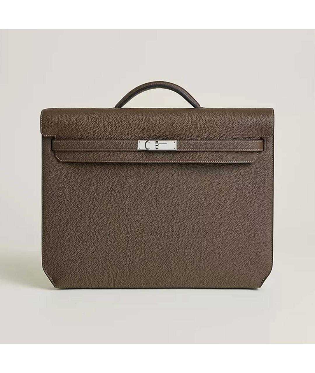 HERMES Серый кожаный портфель, фото 5