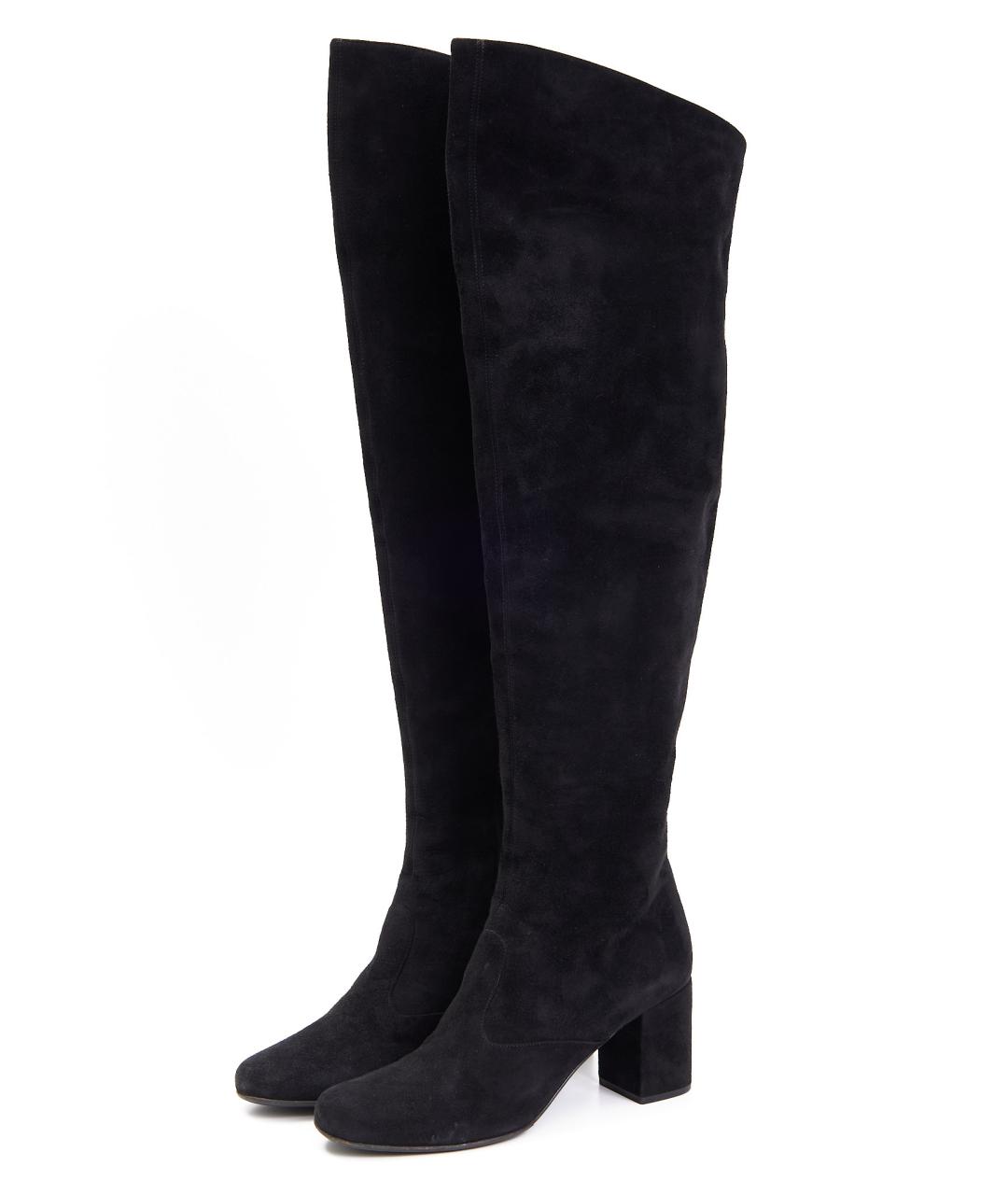 SAINT LAURENT Черные замшевые ботфорты, фото 2