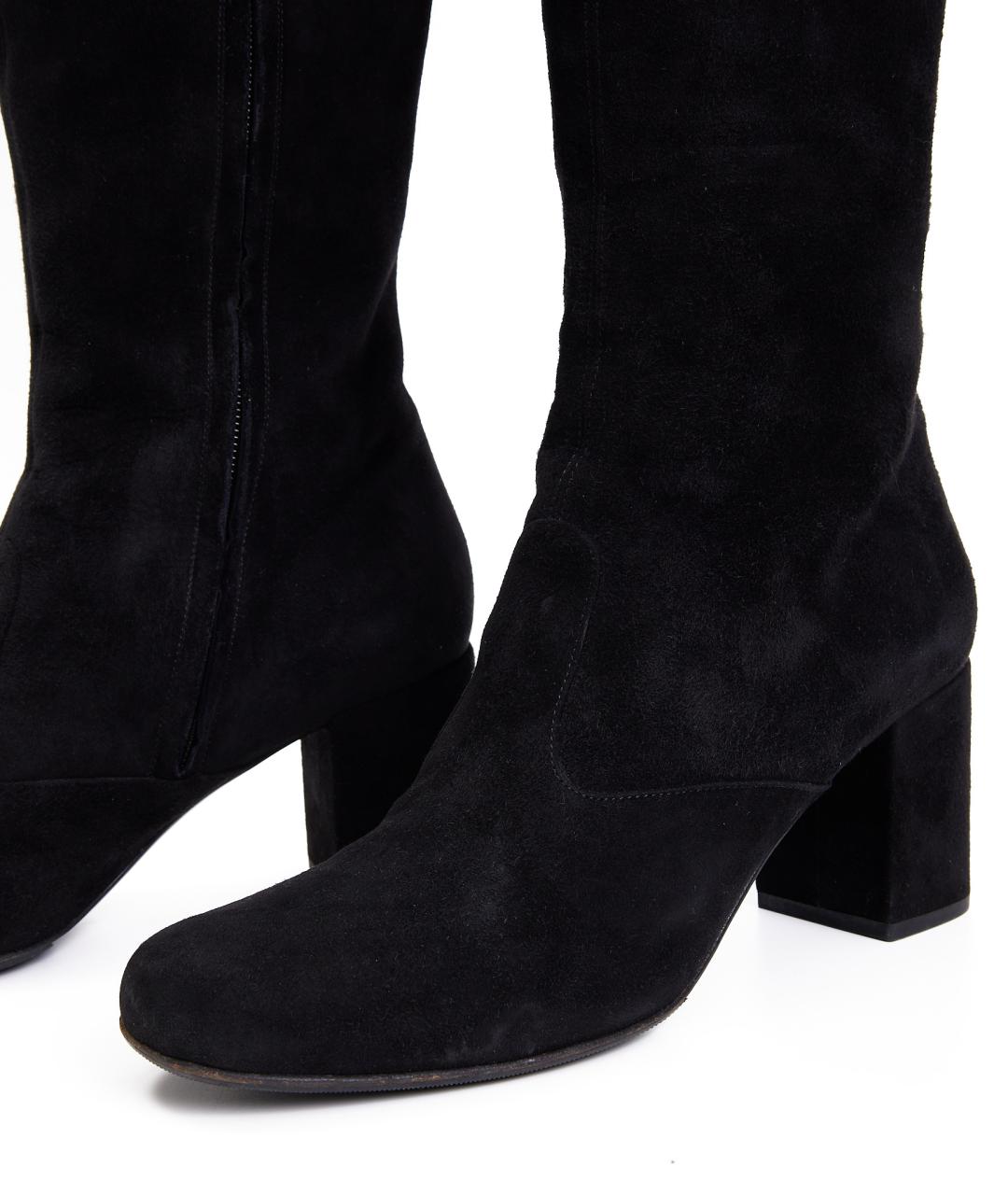 SAINT LAURENT Черные замшевые ботфорты, фото 5