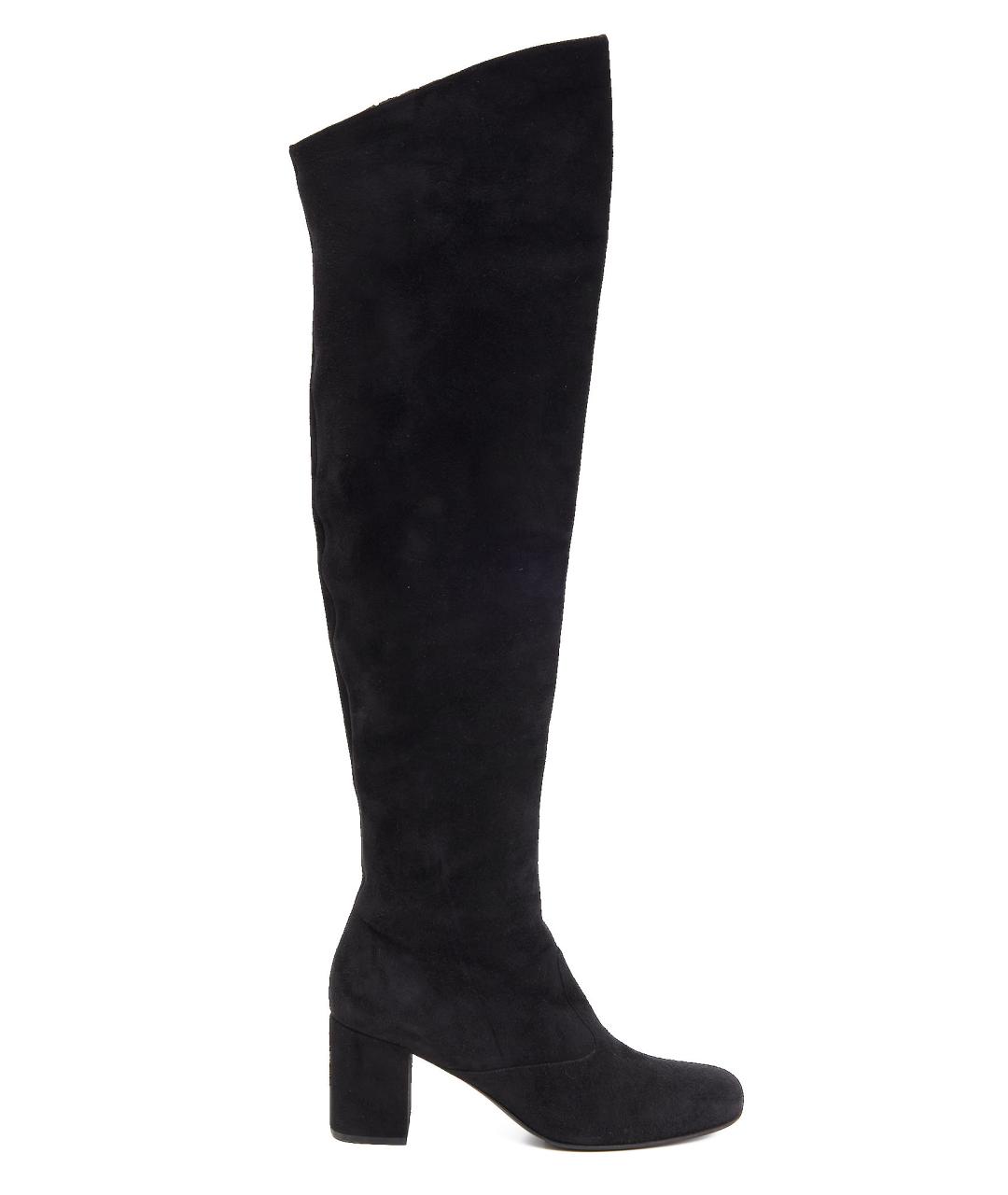 SAINT LAURENT Черные замшевые ботфорты, фото 1