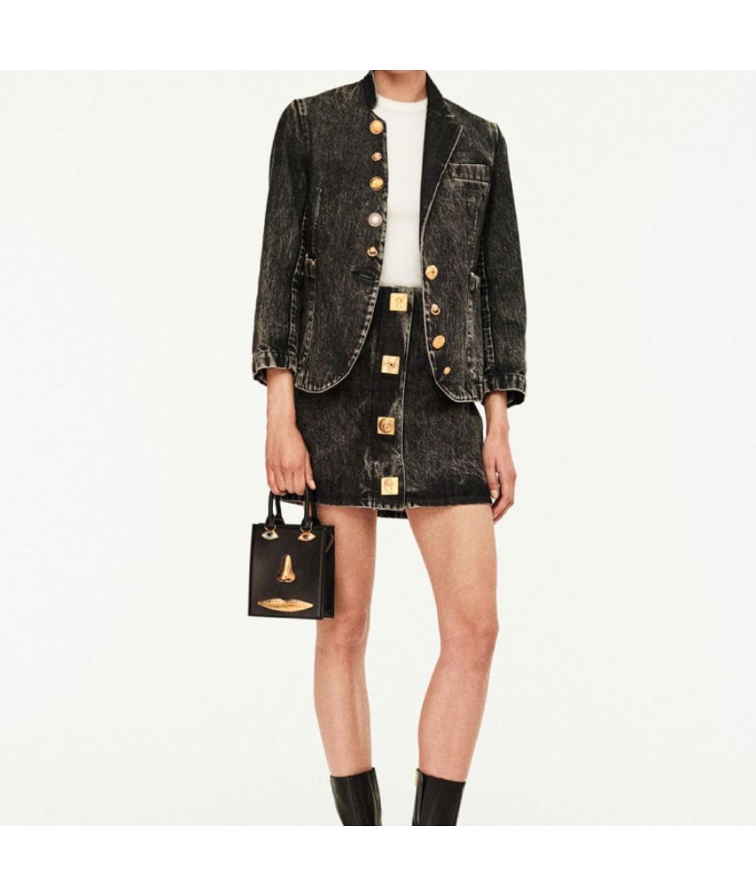 SCHIAPARELLI Черная хлопковая юбка мини, фото 2