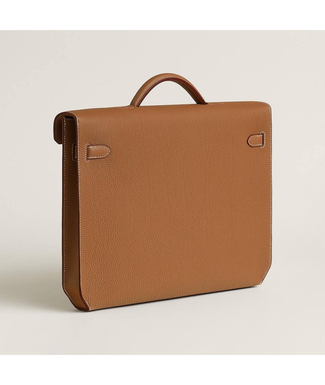 HERMES Коричневый кожаный портфель, фото 4