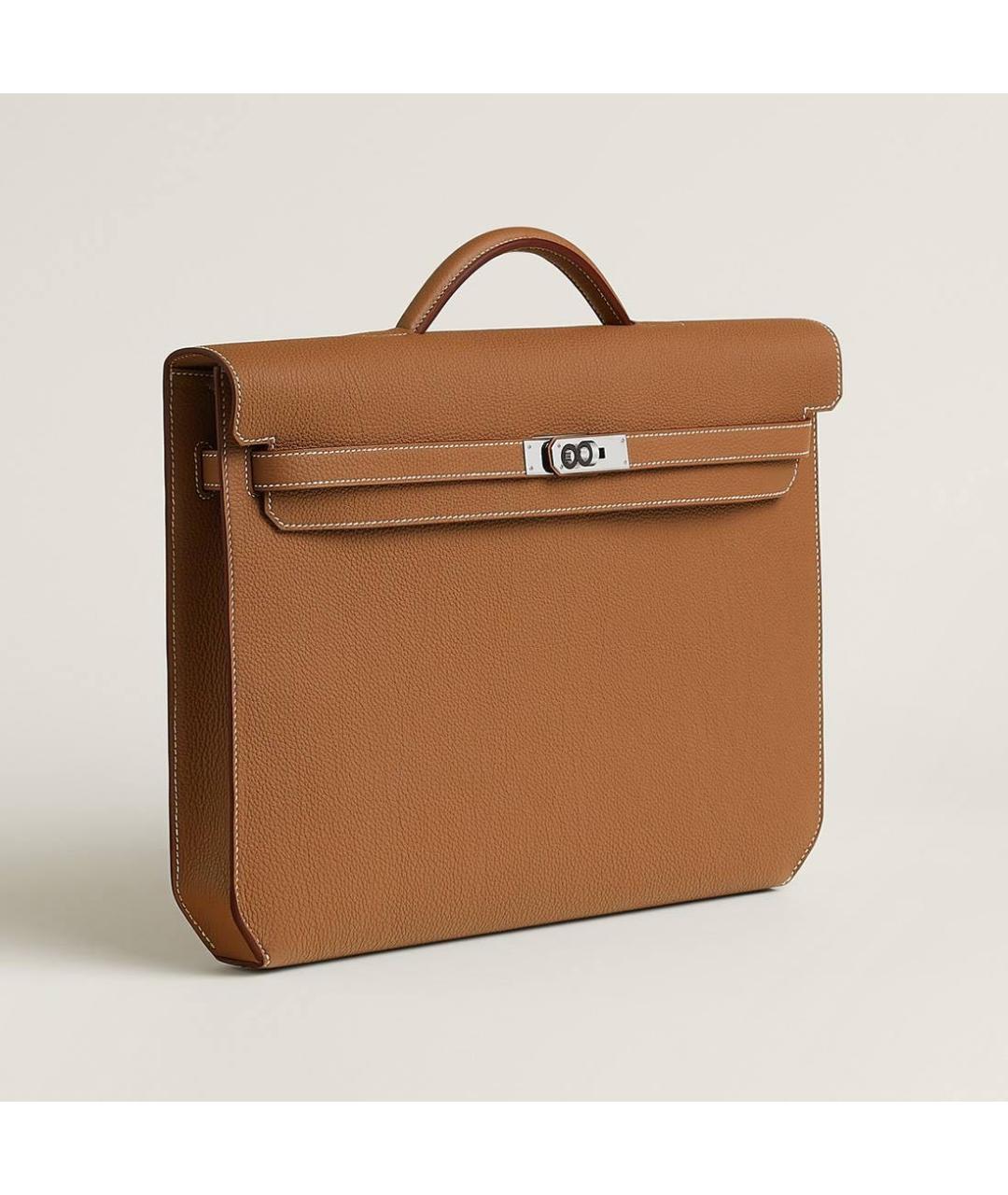 HERMES Коричневый кожаный портфель, фото 2