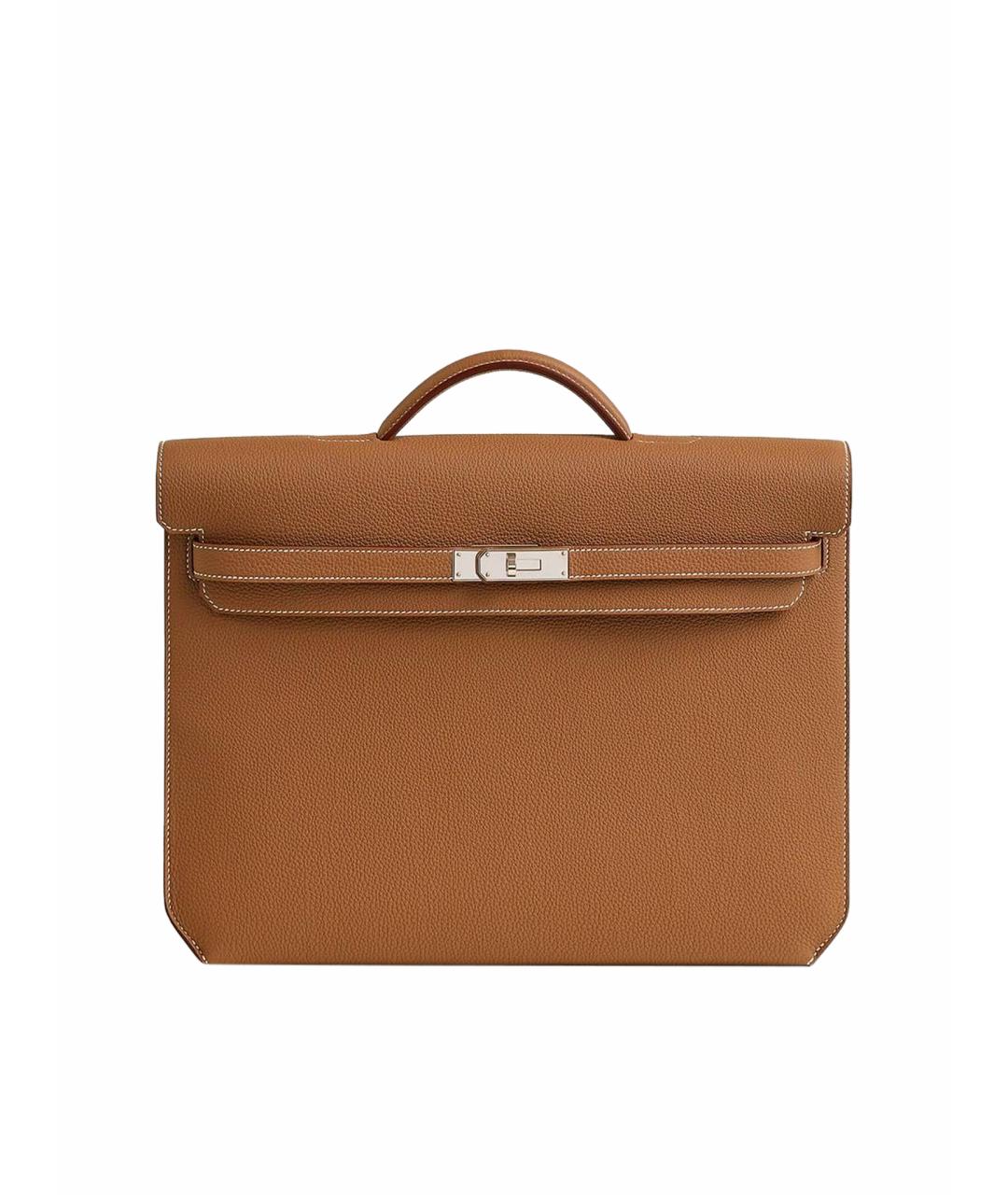 HERMES Коричневый кожаный портфель, фото 1