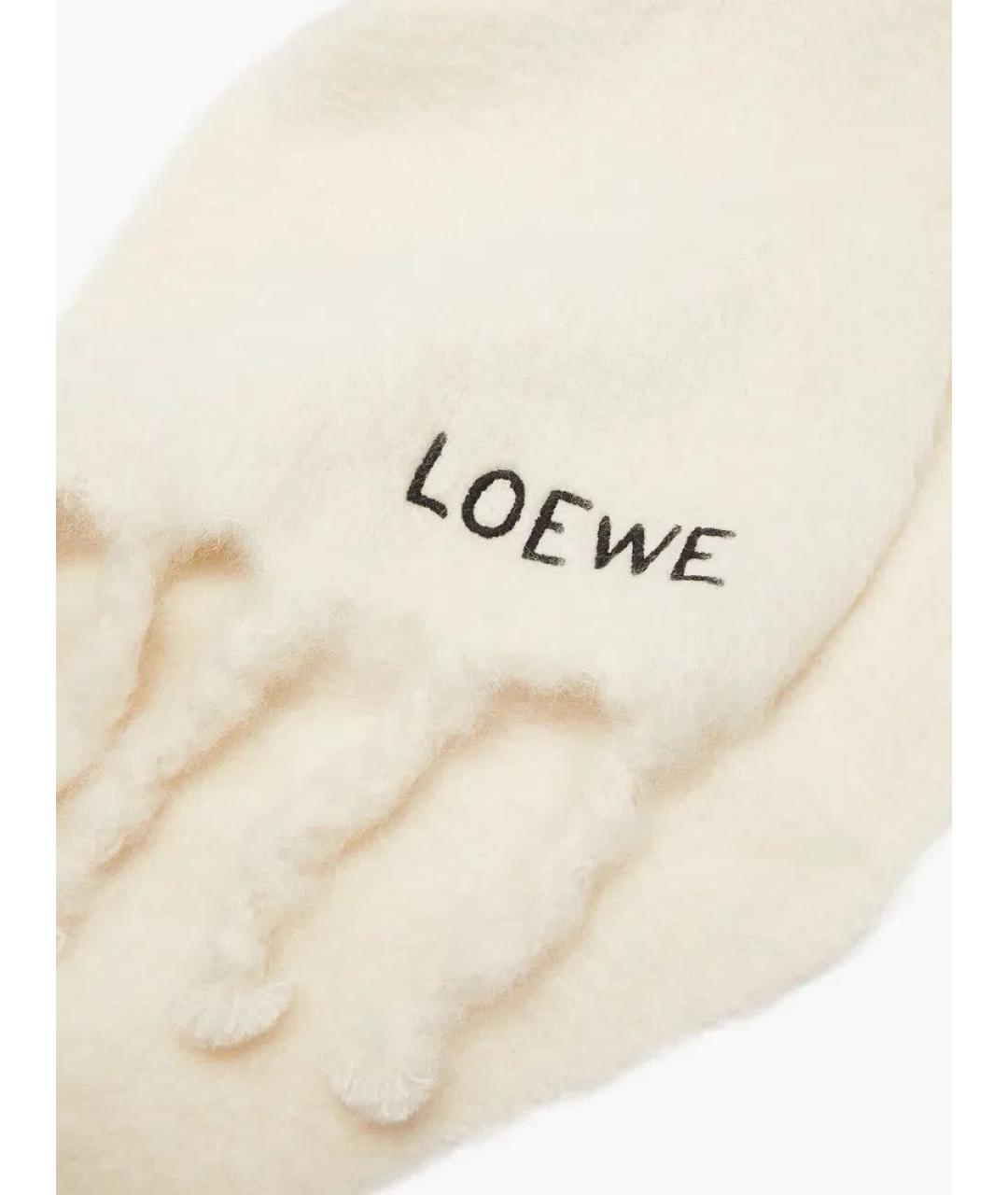 LOEWE Белый шерстяной шарф, фото 3